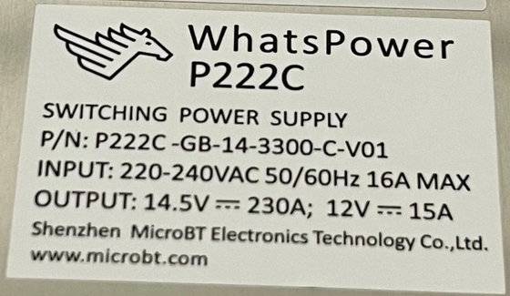 Whatspower P222C Whatsminer M30s M31s M32 के लिए बिजली आपूर्ति PSU